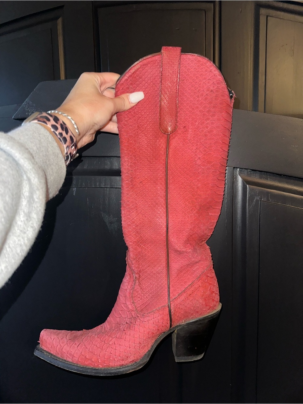 Corral Red Python Over-the-Knee Snip Toe Boot - Picture 4 of 5